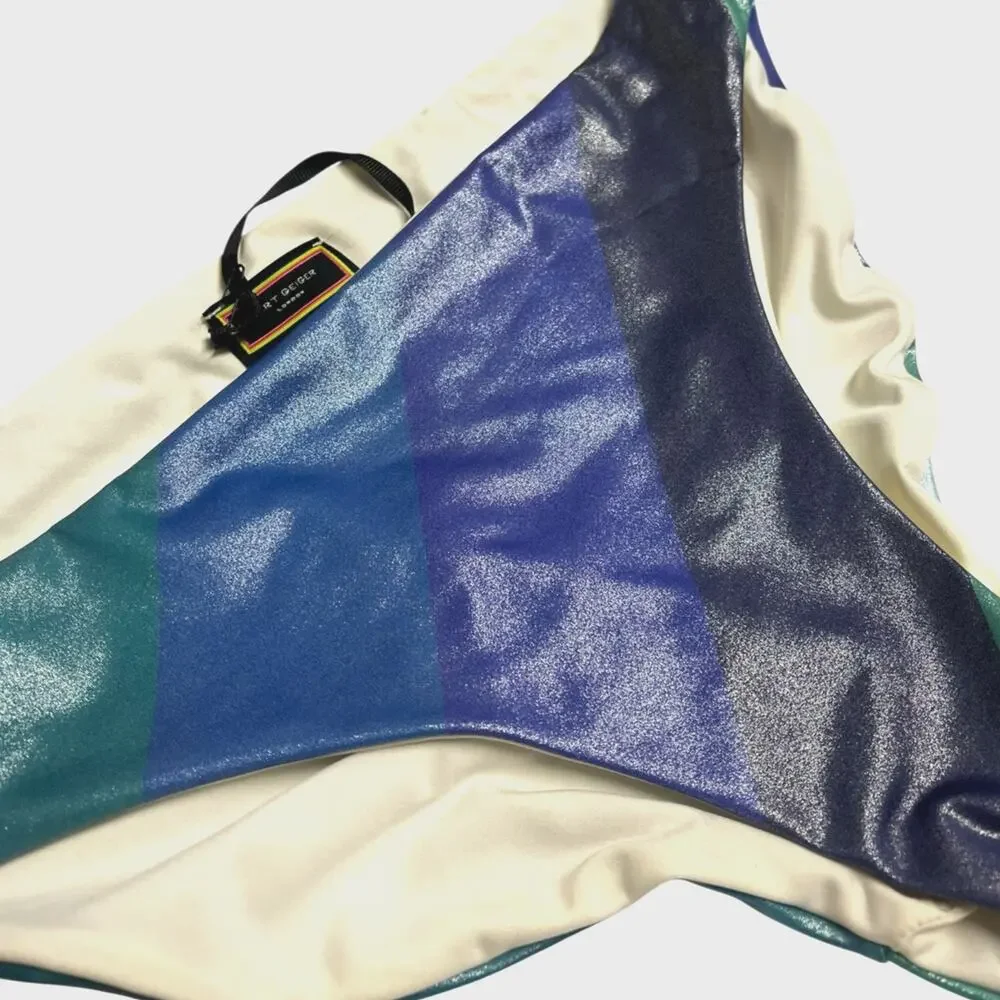 Kurt Geiger London KENSINGTON Multi Shimmer Stripe Bikini bottoms | Sz XL - Picture 5 of 16